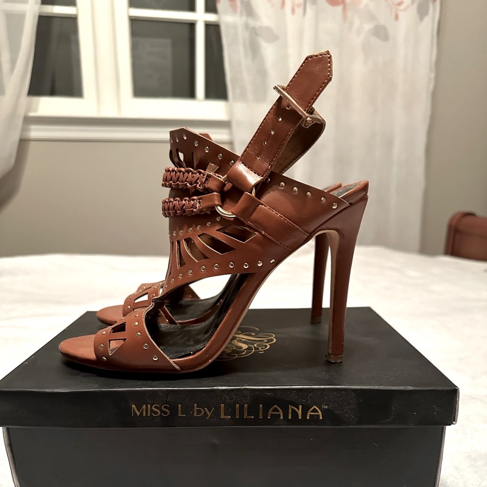 Miss L by Liliana Vince Brown Cognac Heeled Sandals